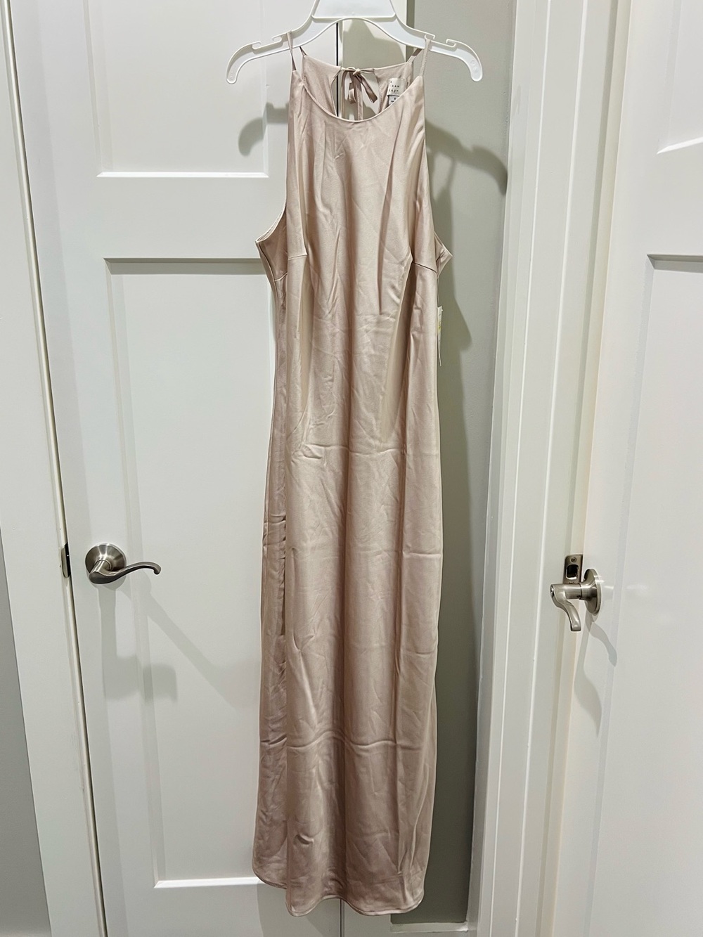 a new day Taupe Satin Maxi Dress